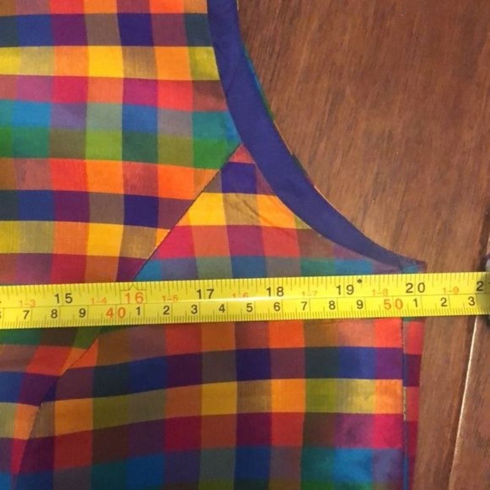 Vintage Colorful Plaid 100% Silk Tank - Picture 7 of 8